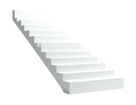 White, angled stairway, simple 3D model