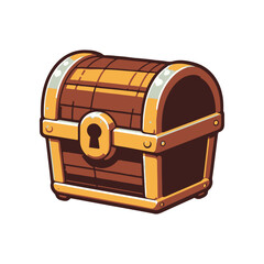 Illustrated treasure chest with a shiny lock, set against a plain white background for use in games or designs