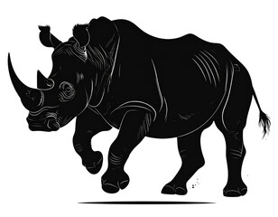 rhino on white background
