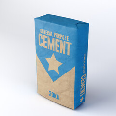 Generic Brand Cement Bag on White Background