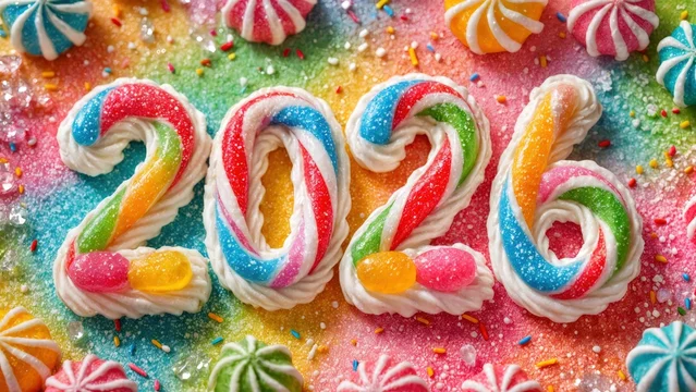 Playful Candy Land Inspired New Year 2026 with Gumdrops and Frost
