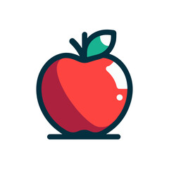 Vibrant red apple with a green leaf, set against a clean white background, ideal for healthy eating themes