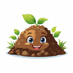 Cute Soil Character with Young Plants Sprouting