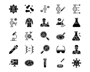 Obraz premium Biotechnology Line Vector Icons