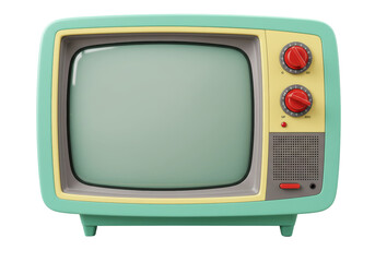 Isolated vintage-style television set with dials and speaker, classic retro design device