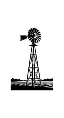 Classic Windmill Illustration Rural Landscape Symbol