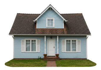 Isolated house facade, small home exterior, traditional home, single family residence
