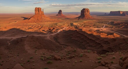 Fototapeta premium Desert landscape with buttes at sunrise