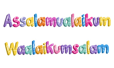 Colorful Islamic Calligraphy Words – Assalamualaikum Waalaikum Salam