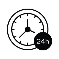 24h service icon symbolizing round the clock shopping and support.
