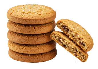 Isolated Stack of Raisin Cookies with coarse sugar topping sweet dessert snack treat