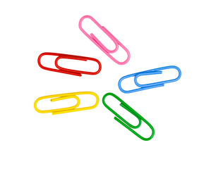 Paper clips isolated on white, top view, clipping path, PNG