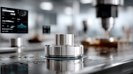 A sleek transparent bottle showcases clarity against a backdrop of advanced machinery, emphasizing industrial design and innovation