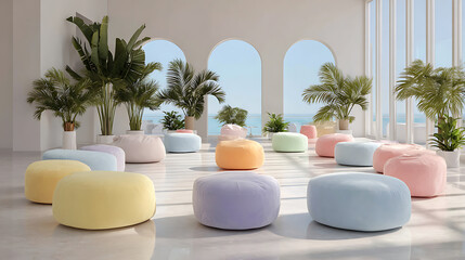 Guided Office Mindfulness Workshop with Circle Seating and Calming Greenery. Ide