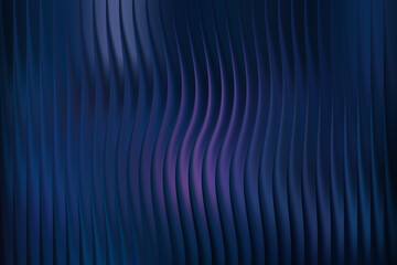 Abstract dark blue wavy vertical lines background with purple glow