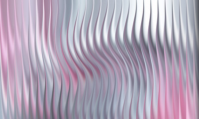 Abstract wavy metallic surface with pink and silver colors