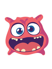 cute cartoon monster character with funny expression
