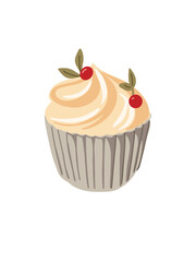 Vector illustration delicious cupcake with frosting
