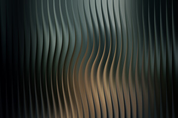 Abstract wavy metallic surface with vertical undulating lines and reflections