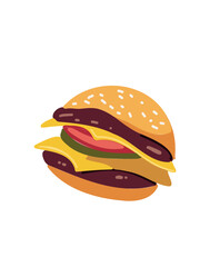 Vector illustration cheeseburger in cartoon style