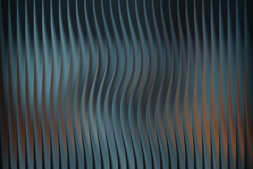 Abstract wavy metallic surface with vertical undulating lines and reflections