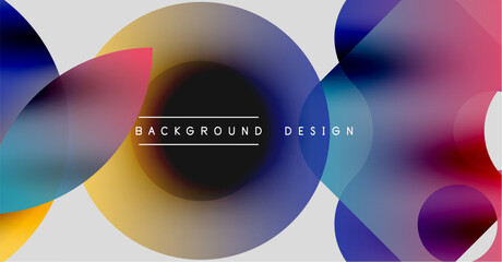 Obraz premium Abstract circles overlap, creating vibrant color gradients. Modern design elements suggest fluidity, depth, visual appeal.