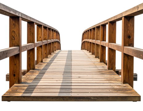 Wooden arched bridge, perspective view
