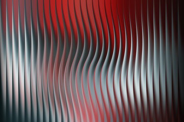 Abstract wavy metallic surface with red and silver colors