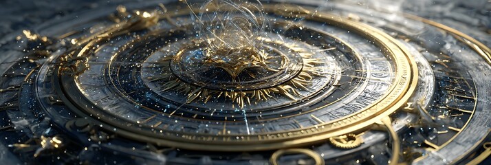 Atlantean navigation blueprint with solar crystal conduits and time portals