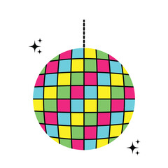 Colorful disco balls. Neon disco balls. Disco balls for nightclubs with sparkling lights for parties.