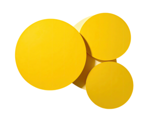 Three overlapping, bright yellow circles on a cream background