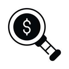 Financial search, budget planning and money search vector design in flat style