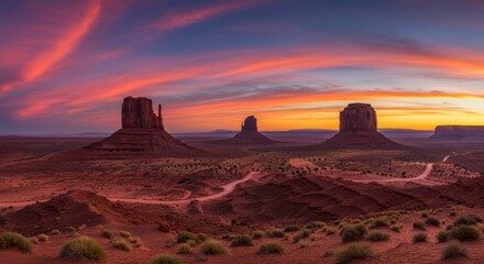Naklejka premium Desert sunset over monument valley