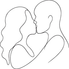 one line art couple kissing