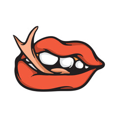 Mouth with snake tongue Cartoon Vector Illustration