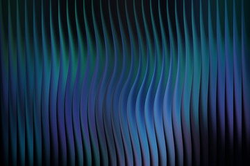 Abstract wavy blue and green vertical lines with a dark background