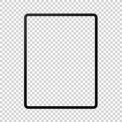 Realistic tablet pc device mockup template on transparent background. Vector illustration