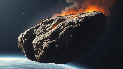 A massive floating landmass crumbling in space, ancient layers disintegrating into stardust.