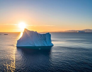 Majestic Iceberg in Sunlit Ocean.