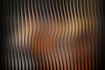 Abstract wavy vertical lines with warm metallic colors and dark background