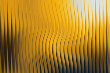 Abstract golden wavy vertical lines with shadow effect