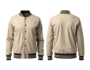 Beige bomber jacket, front and back view