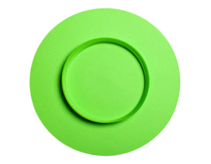 Bright lime green plate, top view, featuring a dark green inner rim