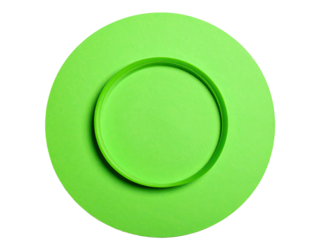 Bright lime green plate, top view, featuring a dark green inner rim