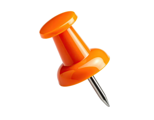 Orange pushpin on black background