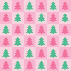 Christmas tree seamless texture in cartoon style. Abstract design. Wallpaper. Vector illustration