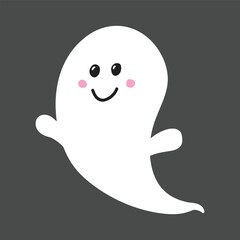 Halloween ghost isolated on white background. Vector illustration