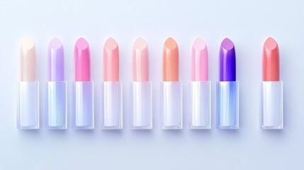 Pastel Lipstick Array Featuring a Spectrum of Beauty Colors for Fashion and Makeup Enthusiasts