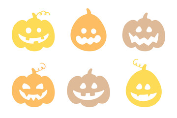 Set with Halloween pumpkin lanterns isolated on white background. Vector illustration
