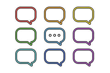 Fototapeta premium Colorful speech bubbles in a grid pattern representing communication and dialogue concepts